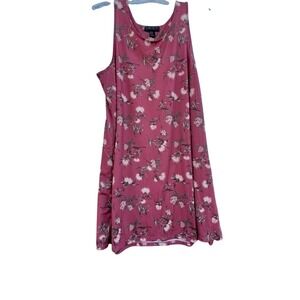 Forever 21+ Womens Plus Size 0X Pink Floral Sleeveless Tank Top Scoop Neck Mauve